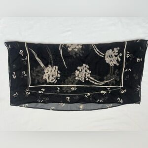Shear Scarf Square Flower Pattern Black and Cream Unbranded 21.5 Rolled Edge